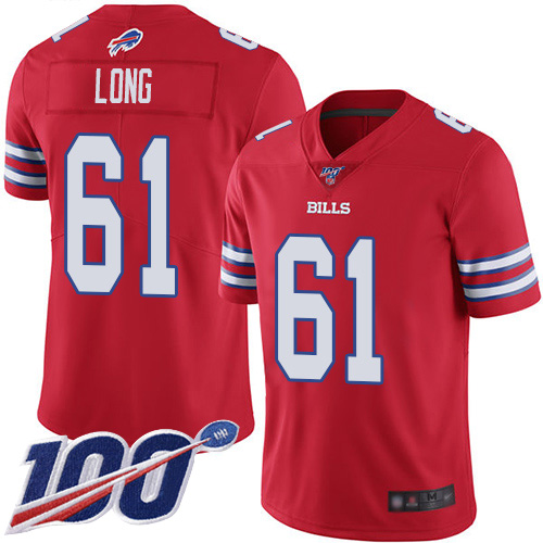 Men Buffalo Bills #61 Spencer Long Limited Red Rush Vapor Untouchable 100th Season NFL Jersey->buffalo bills->NFL Jersey